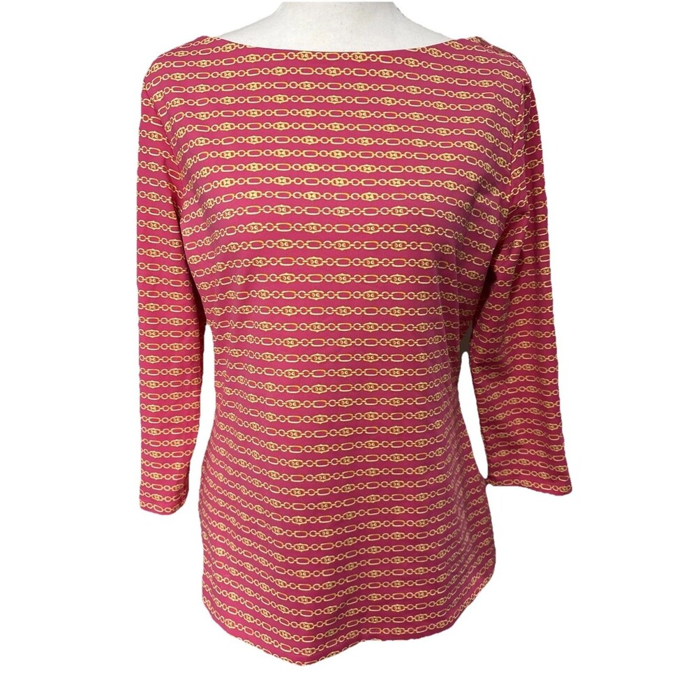 J. McLaughlin Catalina Cloth Stretch Top Pink Yellow Size Medium